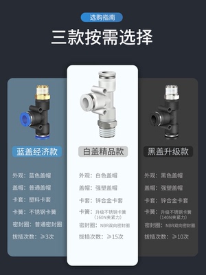 气动快速插接头PD4-M5/T型三通侧螺纹6-01/PD8-02/PD10-03全12-04