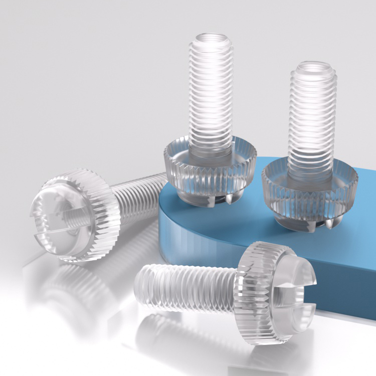 尼龙开槽滚花螺钉透明手