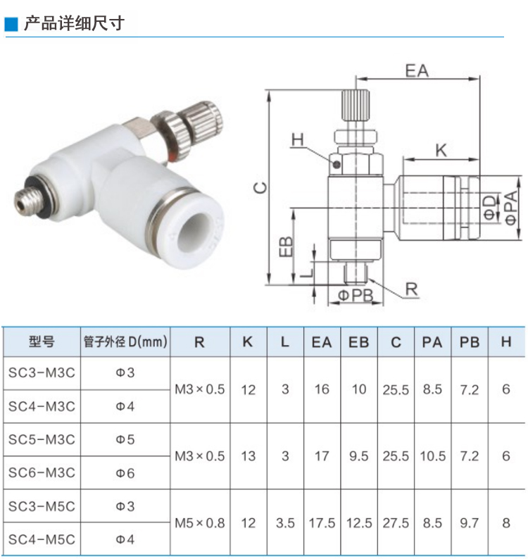 微型迷你节流调速阀快插