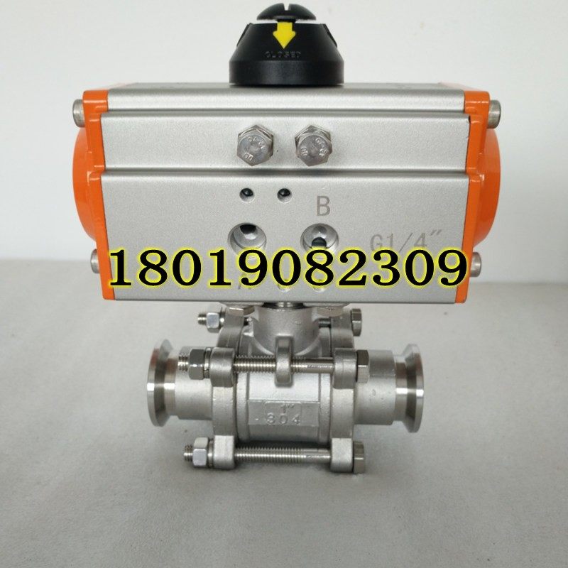 GUQ-25KF气动高真空球阀DN25不锈钢304气动快卸法兰真空球阀1寸