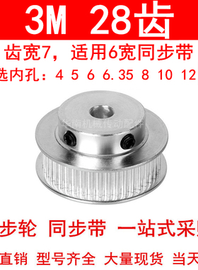 同步轮3M28齿BF齿宽7内孔4 5 6 6.35 8 10 12同步带轮HTPA283M060