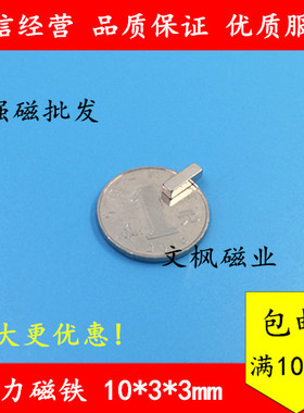 稀土永磁王 强力磁铁 钕铁硼 吸铁石 磁钢 长方形F10X3X3mm