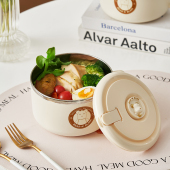 304不锈钢泡面碗带盖高颜值学生宿舍新款 饭盒ins风大容量碗筷套装