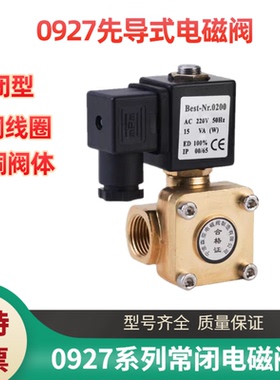 先导式电磁阀4分0927200 可竖向安装16KG 高压水阀气阀220V 24V