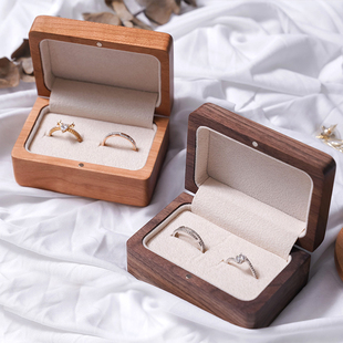 三思工房结婚对戒戒指盒求婚高档钻戒盒新婚婚礼仪式婚戒盒七夕节