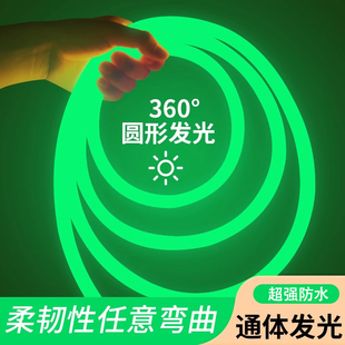 led绿色圆形灯带户外防水亮化酒吧ktv室内软灯管绿光霓虹氛围灯条