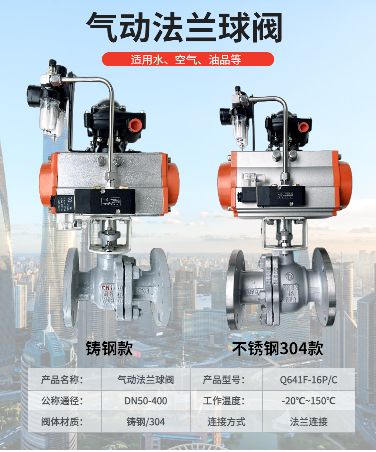 气动球阀铸钢不锈法兰快
