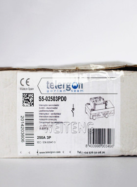 询价telergon隔离开关 S5-02503PDO三相250A总闸负荷开关AC 22B 4