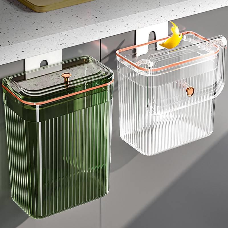 厨房垃圾桶壁挂带盖夹缝