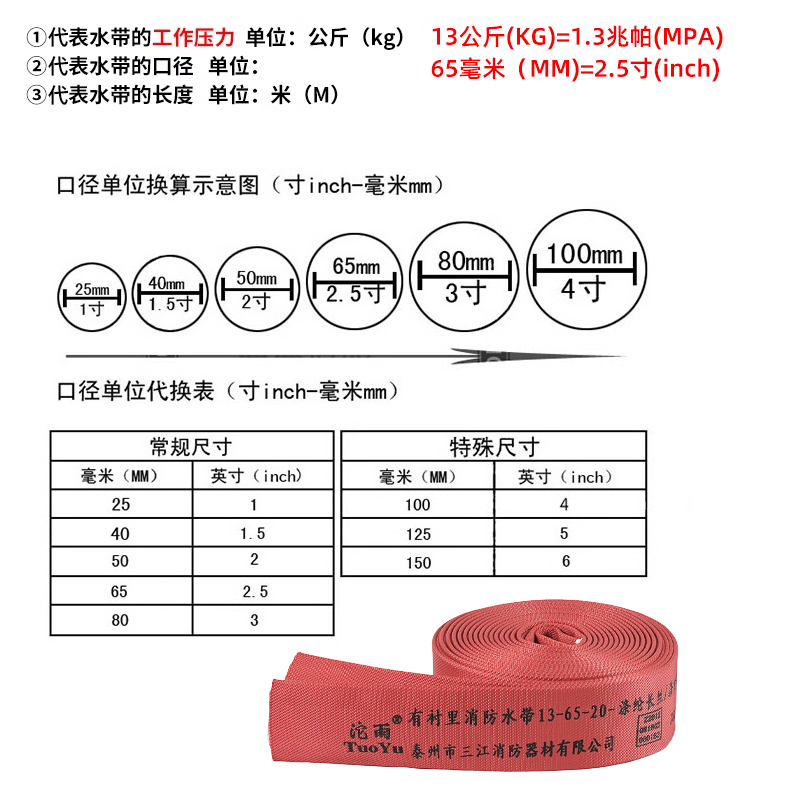 三江沱雨高压消防水带耐