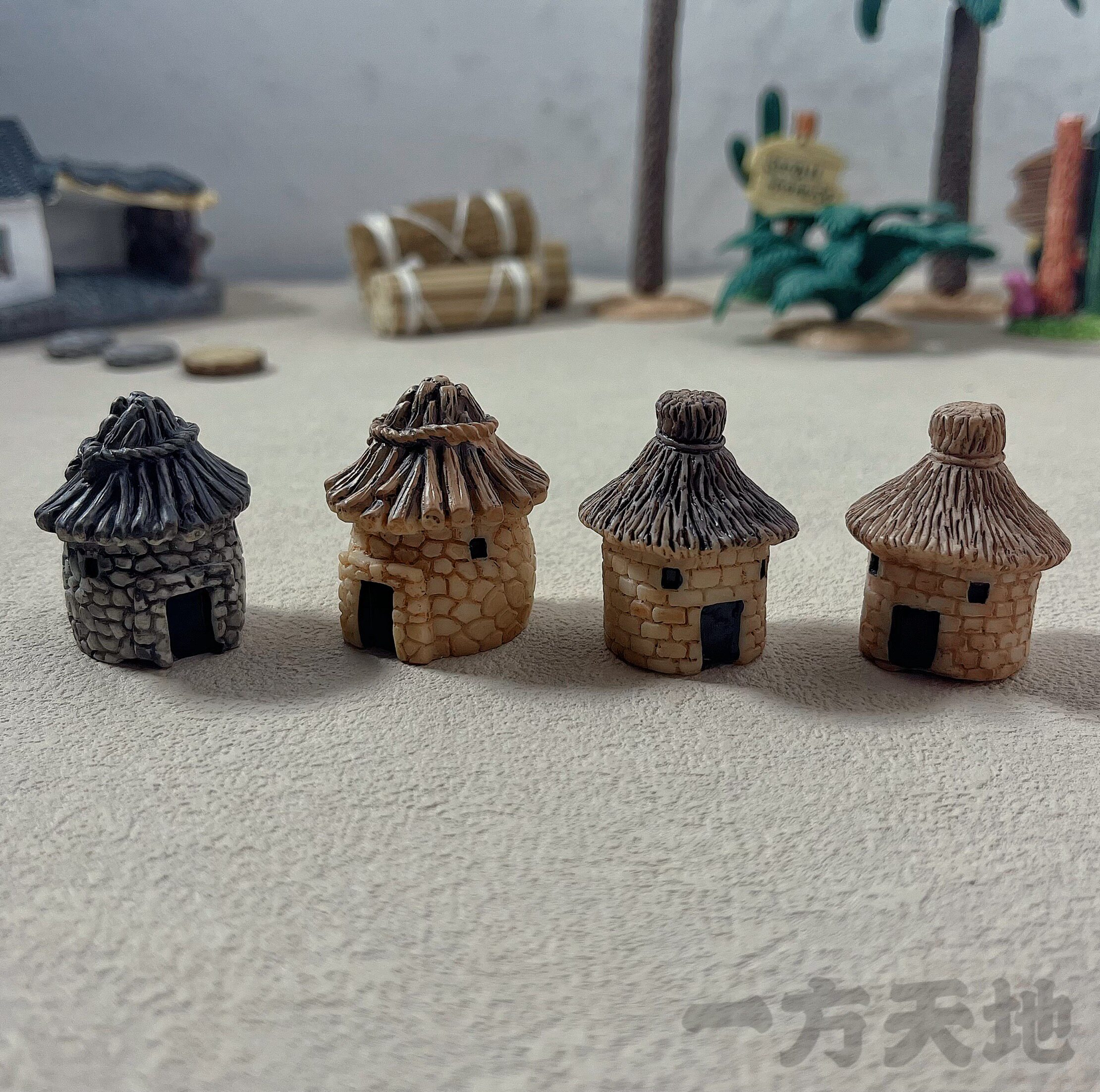 场景模型仿真微缩迷你小房子茅草屋微景沙盘拍摄道具造景装饰摆件