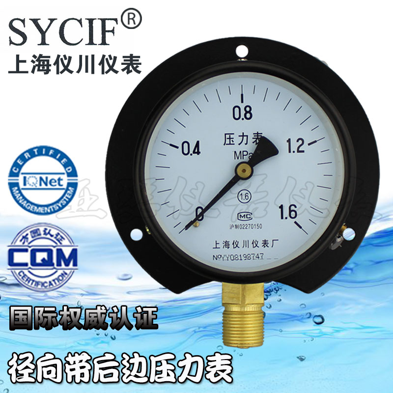 径向带后边压力表 Y-100T Y-60T 船用压力表 0-0.6/1/1.6/2.5Mpa