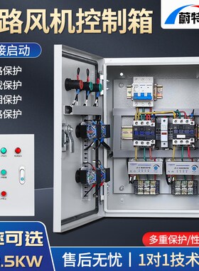 二路风机控制器两组电机启停电控箱一控2水泵三相缺相保护配电柜
