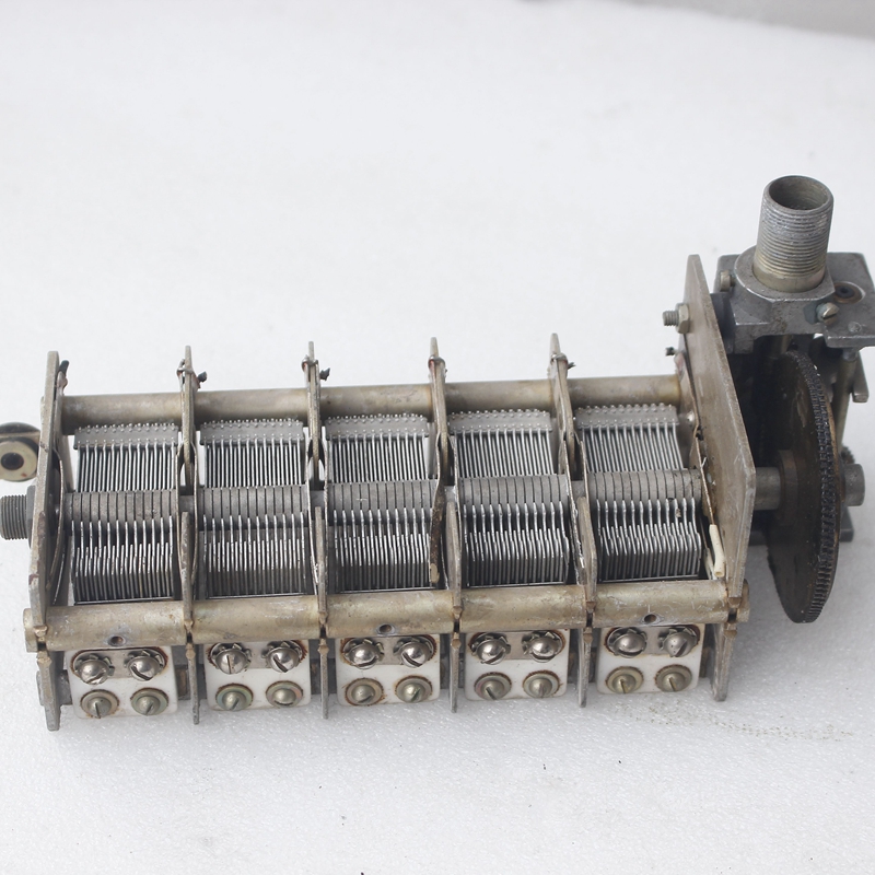 进口拆机早期5*22PF-430PF五连联可调可变电容器带减速器