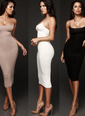 paghetti Strap Bodycon Slim Slip Dress Summer Beach Sundress