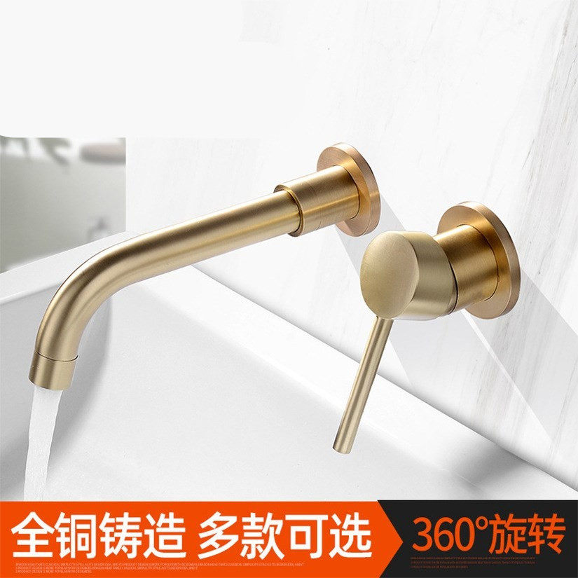 全铜暗装入墙式面盆水龙头灰色预埋式墙出冷热水嵌入洗脸台盆龙头