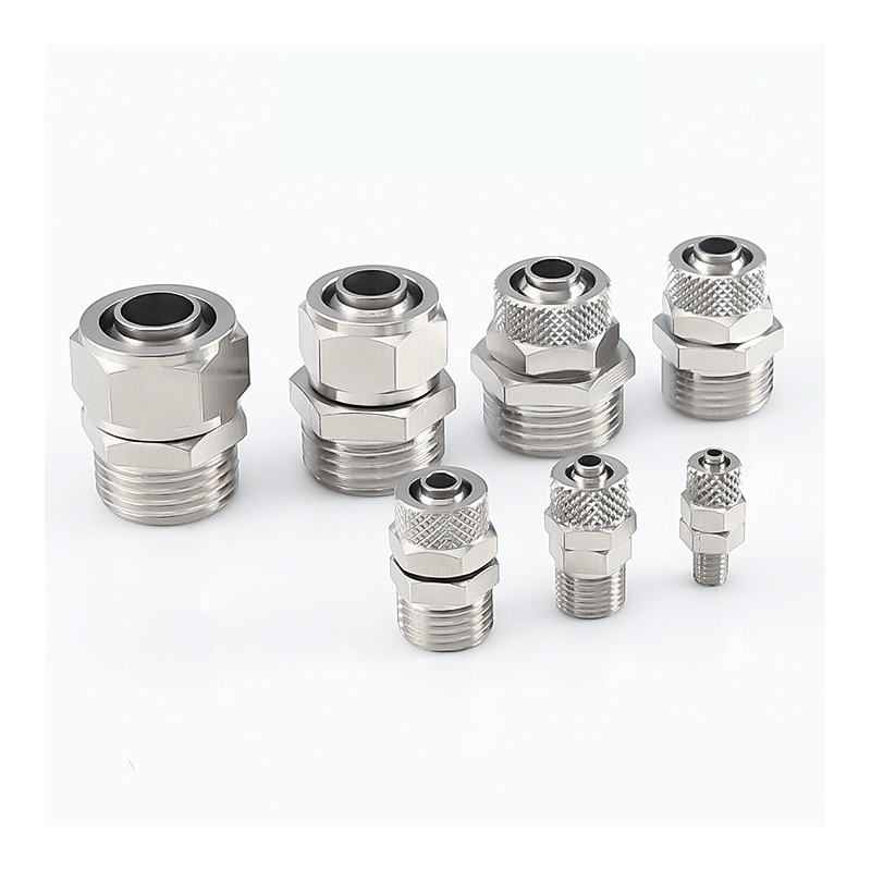 快拧铜镀镍锁气动直通气管快速PC6-01 8-02 10 -03 4-M5 12 14 16