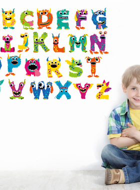 Alphabet Wall Decals Kid Playroom Décor Animal big Stickers