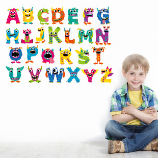 Alphabet Wall Decals Kid Playroom Décor Animal big Stickers
