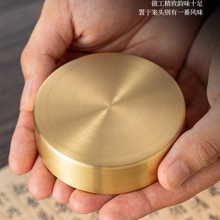 九千年黄铜印泥盒办公室天地盖印台铜盒子可定制图案刻字印章盒子