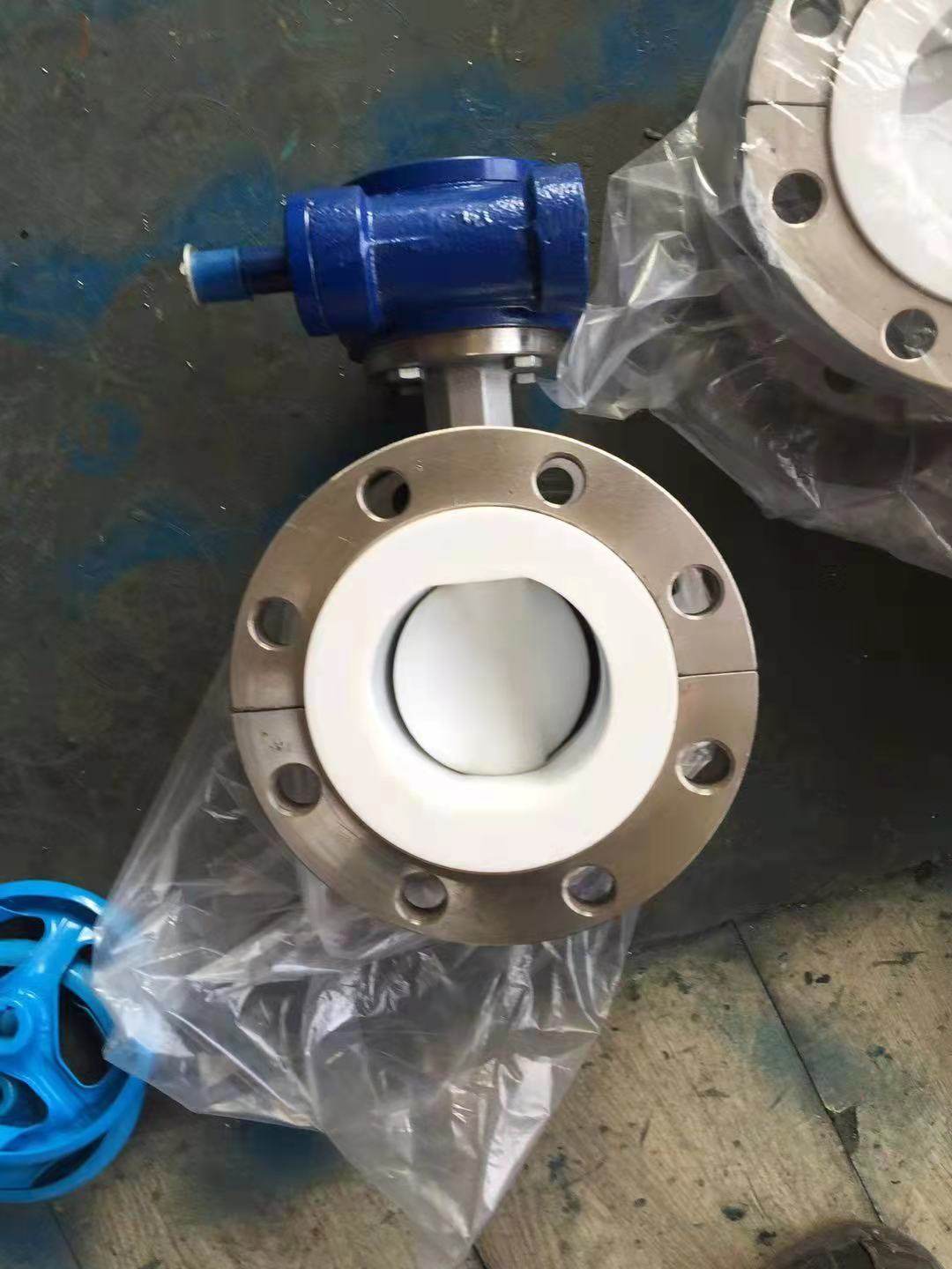 不锈钢衬氟蝶阀D341F46-16P法兰涡轮衬四氟耐腐蚀防腐304手动阀门