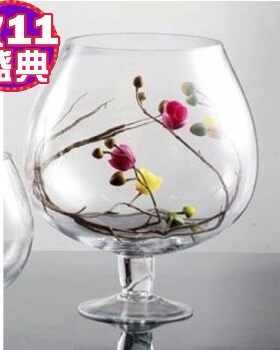 红酒杯型金鱼缸 养龟玻璃鱼缸6 异型鱼缸 鱼形鱼缸大号 礼品15cm