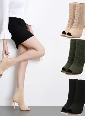 Women's pointed thin high heeled short boots大码尖头细跟短靴