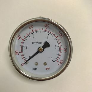 140psi 压力10bar 螺纹G1 平牙 轴向压力表 55度x19牙 直径60mm