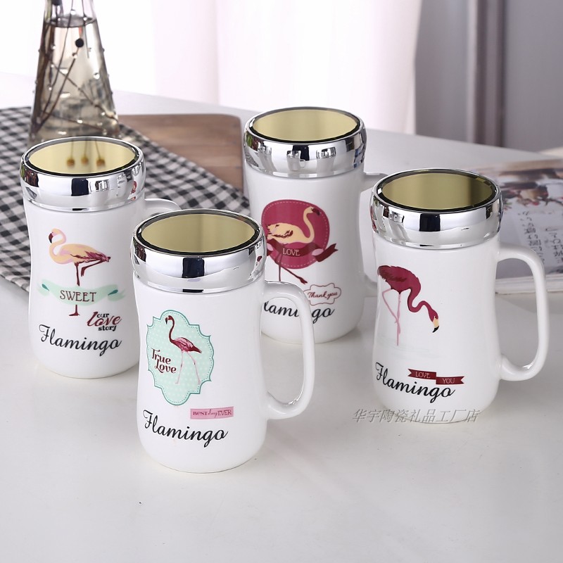 水杯陶瓷杯带盖大容量办公茶杯男生创意杯子情侣家用马克杯女可爱