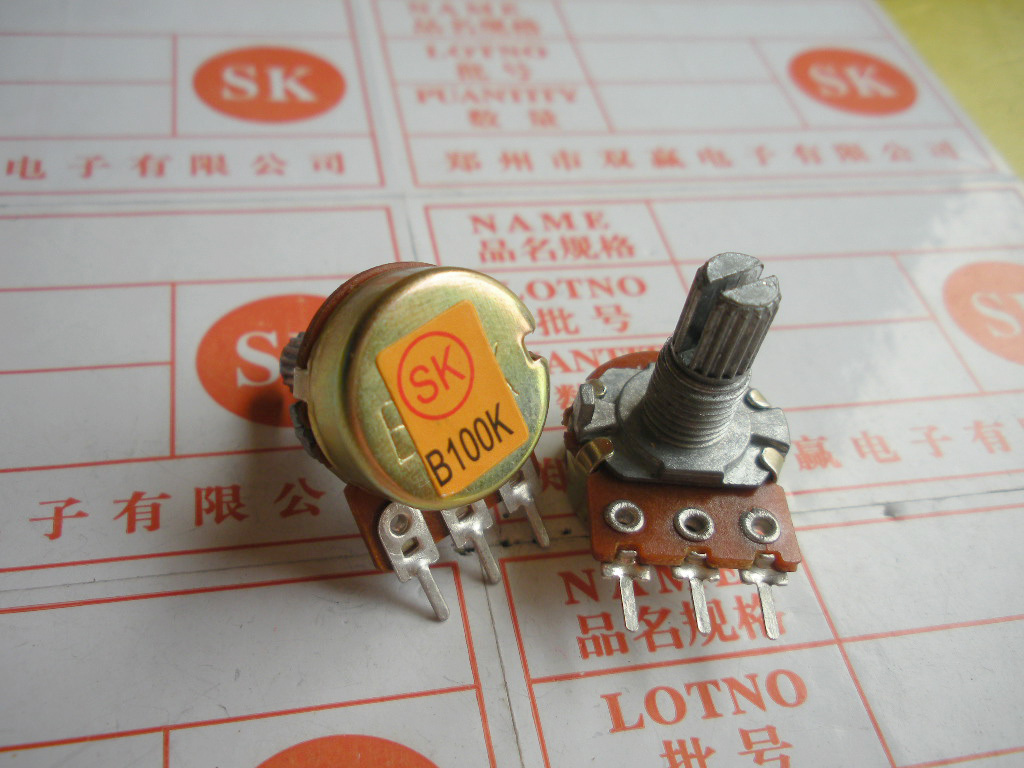 WH148单联3脚电位器 功放电位器B100K单联-15MM轴
