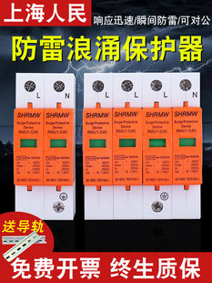 上海人民防雷浪涌保护器4P电源家用220V避雷器2P电涌模块开关光伏