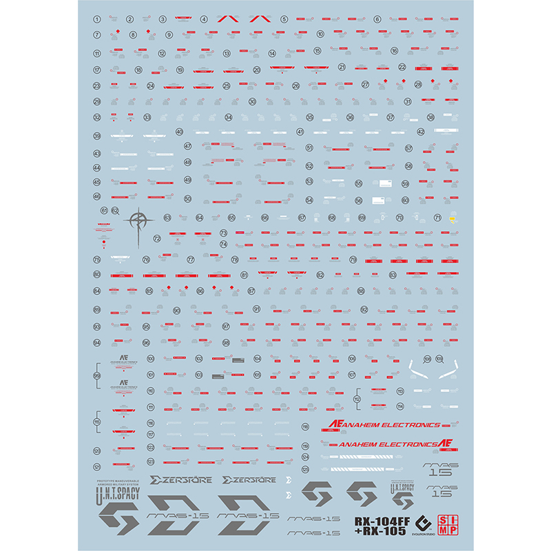 EVO HG238S水贴 可用于万代 HG 柯西VS佩涅罗佩套装 大白鹅 荧光