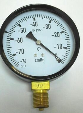 真空负压表 en837-1 -76cmhg-0 cl.1.6 直径100mm 厘米汞柱 y-100