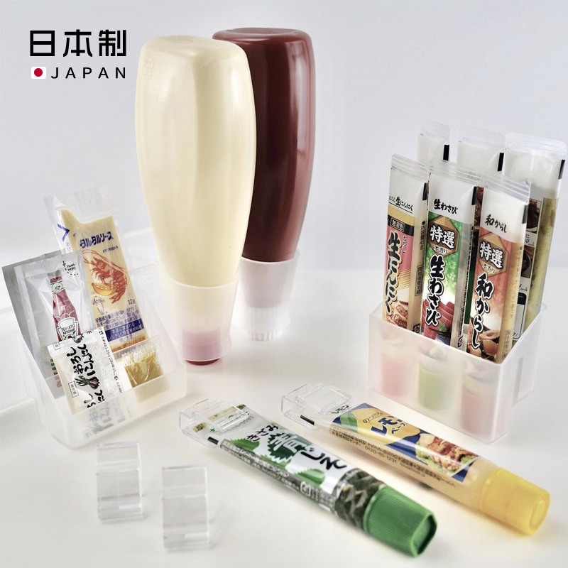 日本进口冰箱调味料收纳盒迷你挂式酱料收纳盒芥末酱调料瓶储物盒