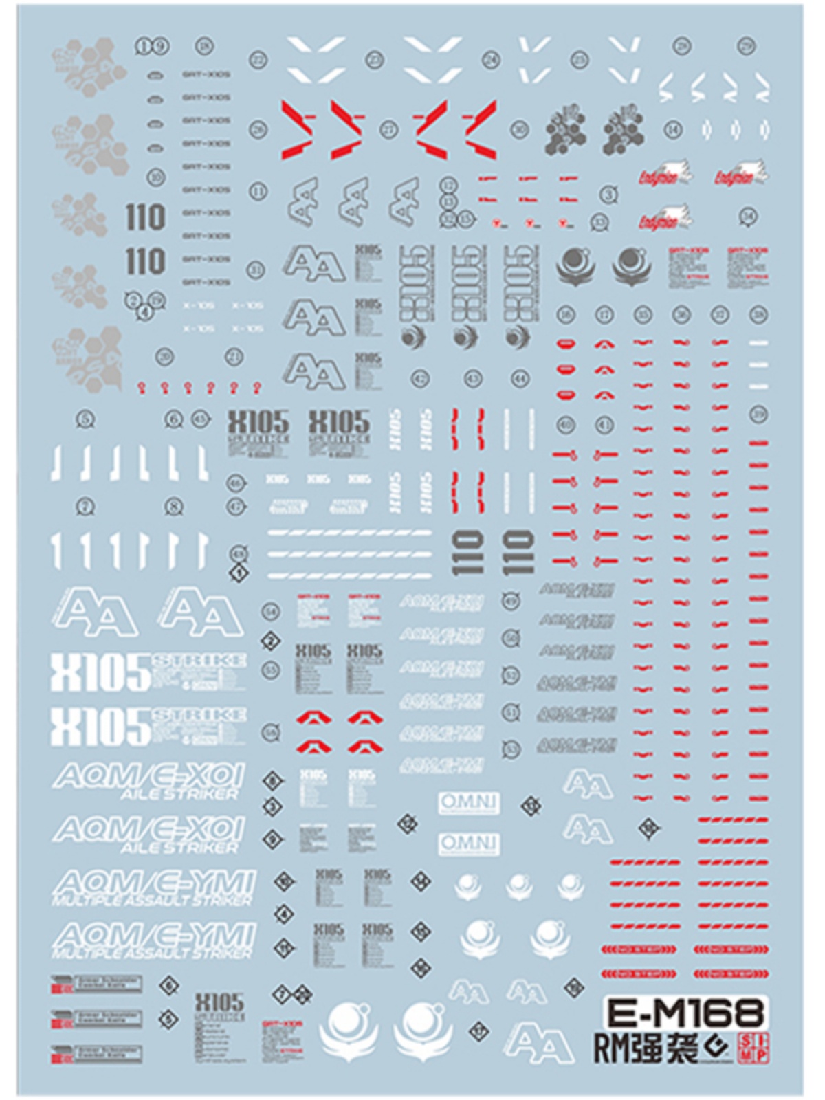 EVO MG168水贴 可用于万代 MG强袭高达RM Aile Strike HD版 荧光