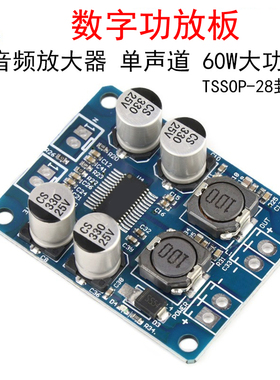 60W单声道数字功放板模块 音响音箱喇叭D类音频放大器板 12V/24V