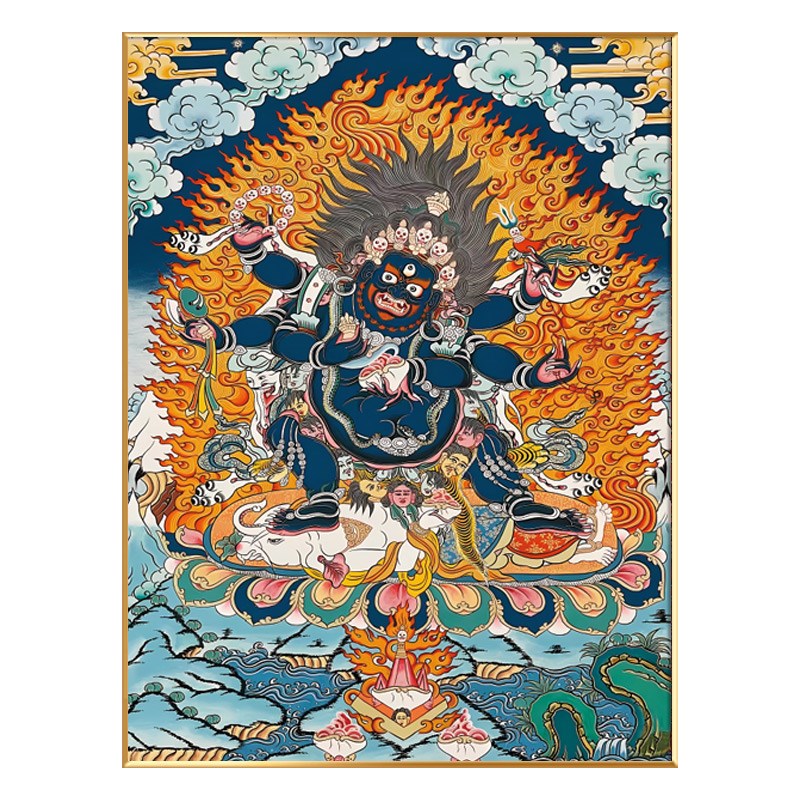 速发六臂玛哈嘎拉唐卡佛像挂画玄关装饰画办公室大黑天金刚藏族财