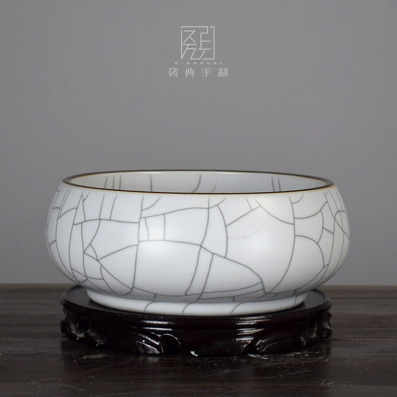 陶瓷茶洗大号汝窑家用禅意笔洗铜钱草水仙花盆小号鱼缸手工水盂