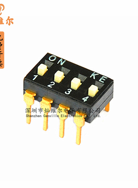 2.54间距-4P拨码开关 KE原装 4位 高推DSIC04LHGET 直插 国产也有