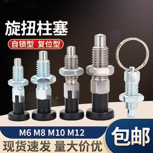 拉环分度销旋钮柱塞自锁型不锈钢弹簧定位销复位型分度销粗牙螺纹