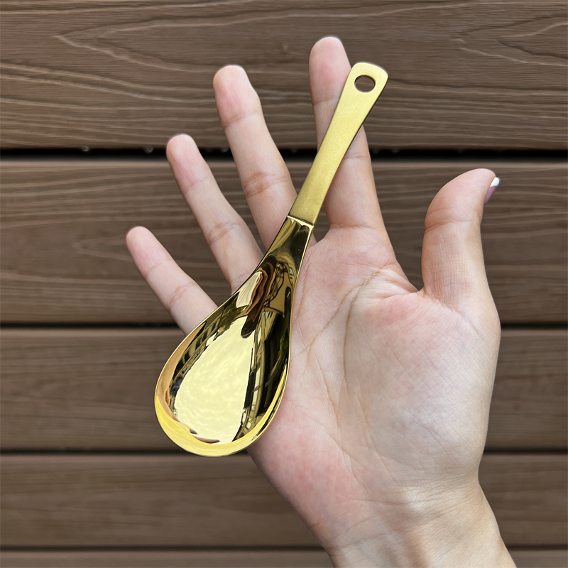 304不锈钢汤匙调羹商用甜品刨冰雪糕勺家用韩式创意金色吃饭勺子