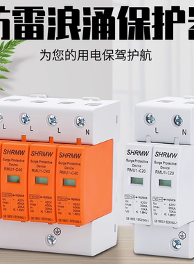 上海人民4P 40KA浪涌保护器20KA防雷器60KA三相四线电涌模块2P保