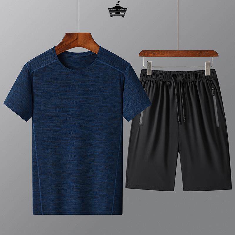 2024夏季新款冰丝中老年男士运动服套装爸爸装夏装短袖短裤两件套