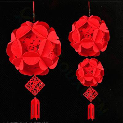 春节结婚高档无纺布福字DIY绣球 店铺元旦节日布置装饰品灯笼挂件