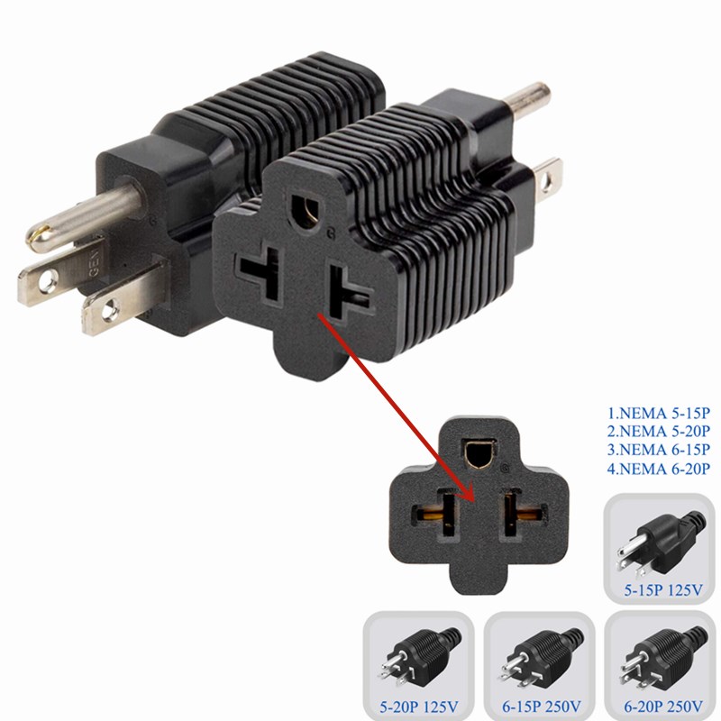 美标公转母工业转换插头5-15P转5/6-15/20R电源转接头15A转20A