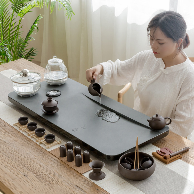 乌金石茶盘套装全自动一