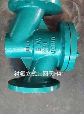 铸钢衬四氟法兰止回阀H41F46-16C升降式单向阀逆止阀耐腐蚀阀门