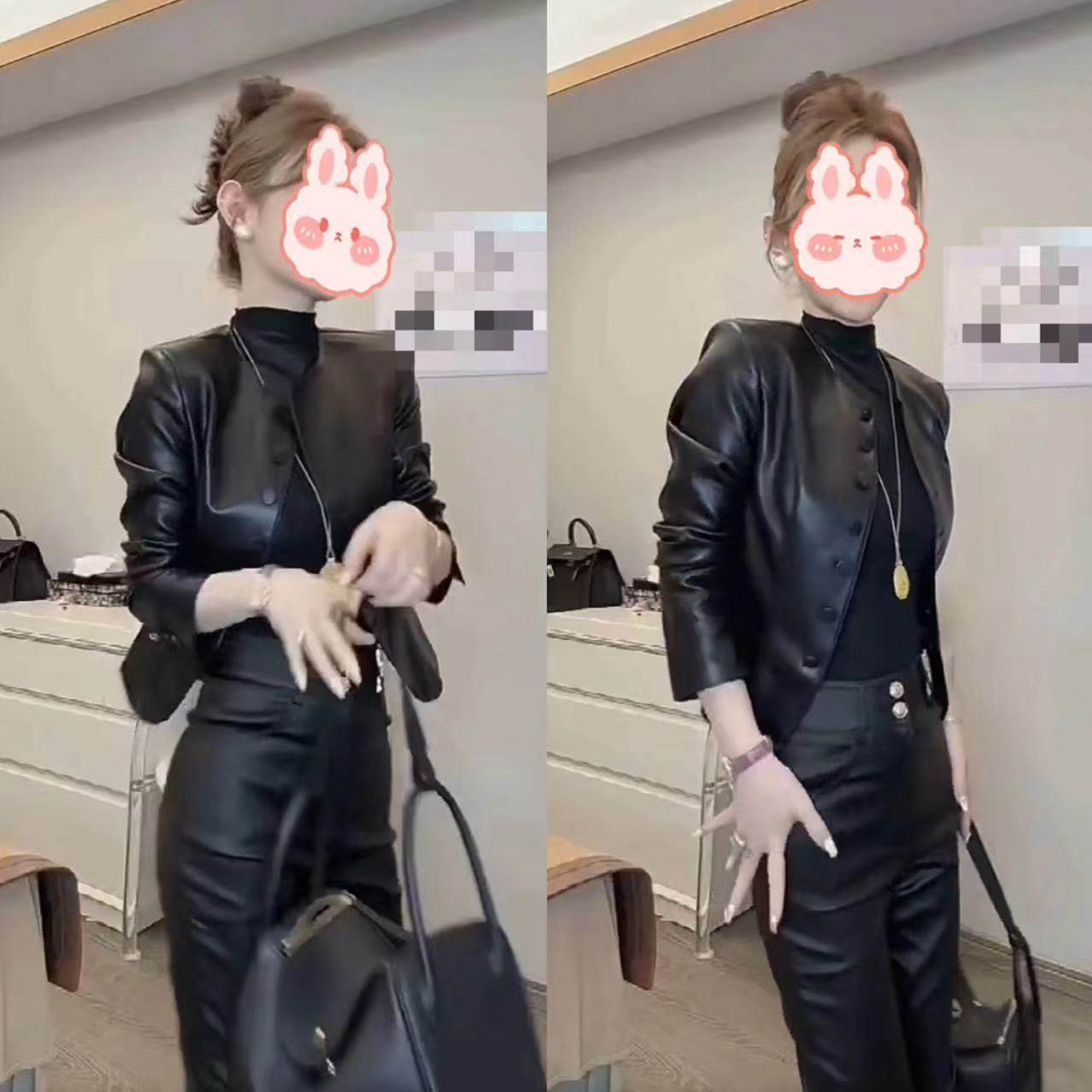 高档时髦洋气套装女2025冬季新款高级时尚显瘦皮外套阔腿裤两件套,女装/女士精品,时尚套装,淘宝优惠券,粉丝福利购,淘宝优惠卷