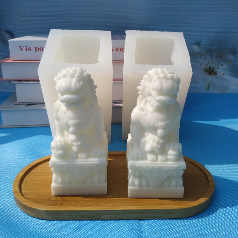 水泥公母狮子模具一对立体狮子摆件硅胶模具鱼缸造景摆件磨具定制