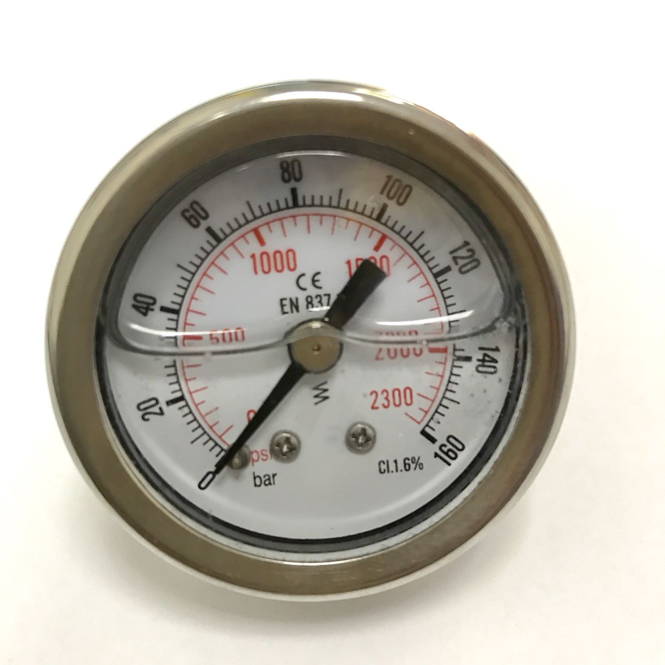 160bar 2300psi 轴向充油表 耐震压力表 直径40-47mm 螺纹PT1/4